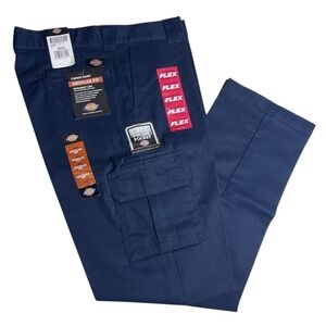 Dickies FLEX Cargo Pants 36x34 Regular Fit Straight Leg Navy NWT Workwear